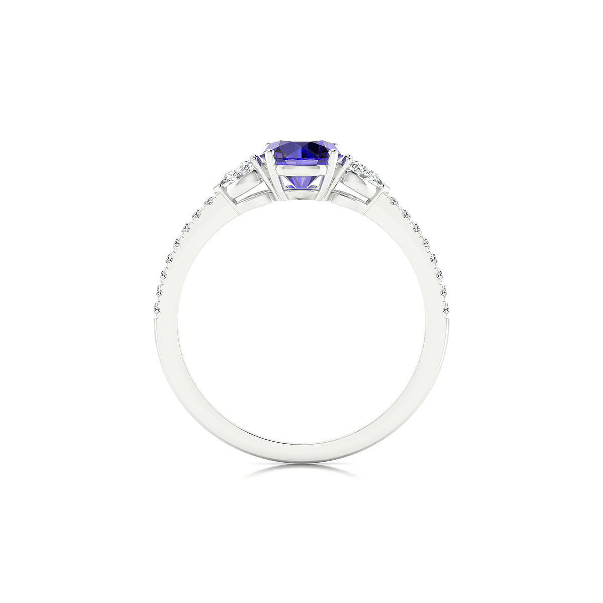 Waterfall | 18k White Gold 6 mm Round Tanzanite Ring