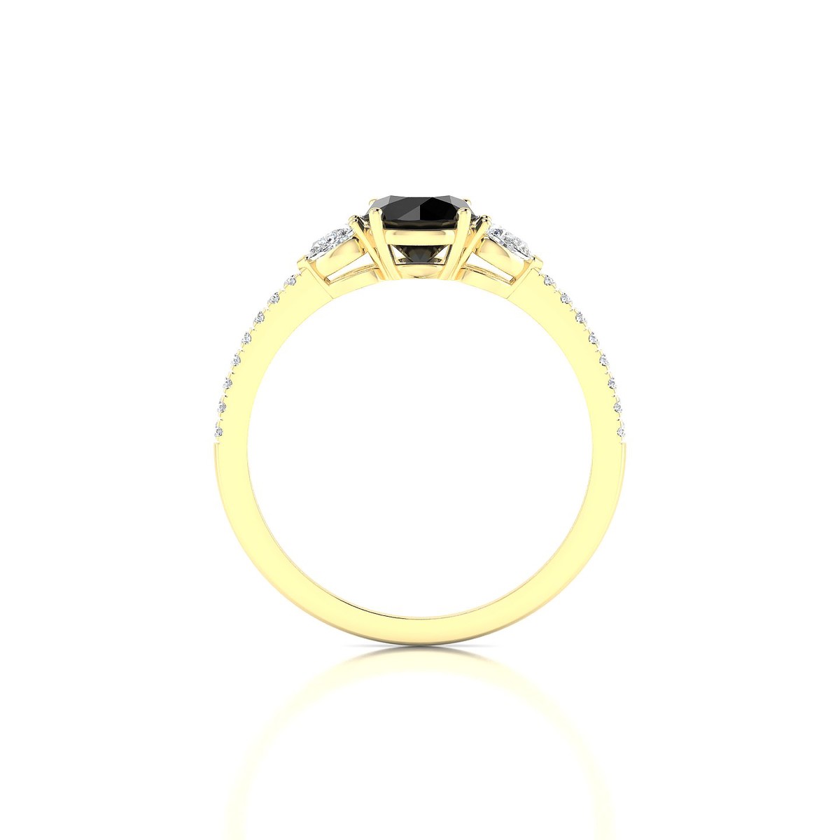 Waterfall | 18k Yellow Gold 6 mm Round Black Diamond Ring