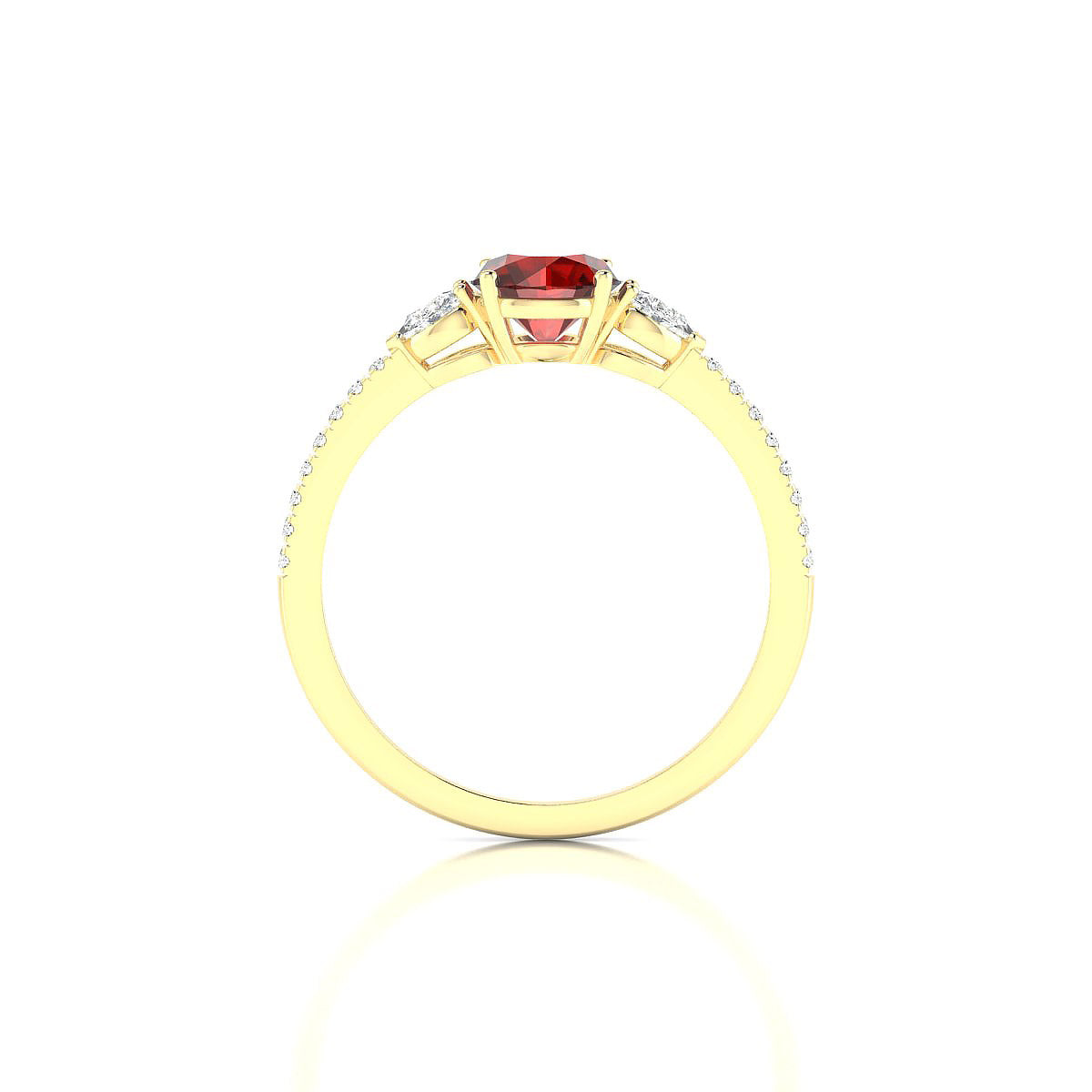 Waterfall | 18k Yellow Gold 6 mm Round Garnet Ring
