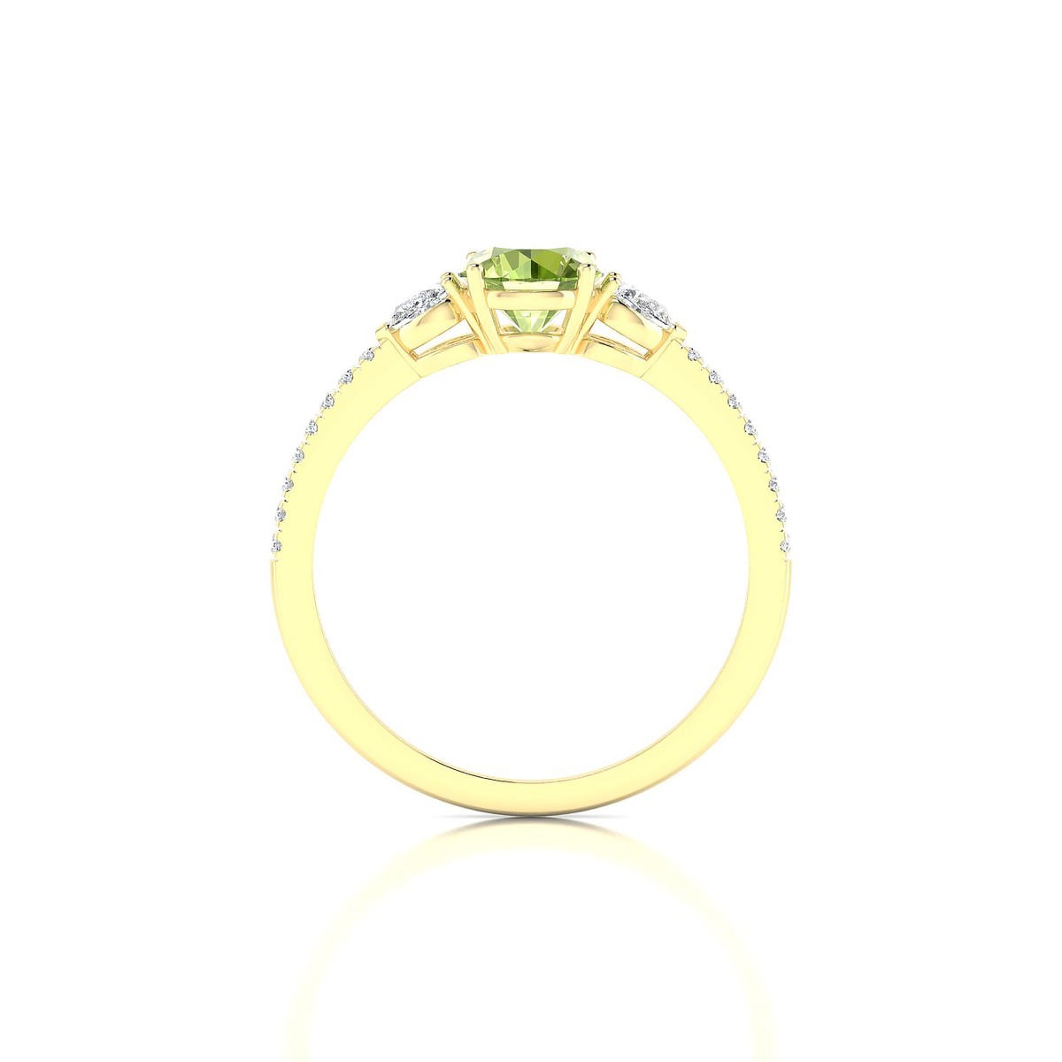 Waterfall | 18k Yellow Gold 6 mm Round Peridot Ring