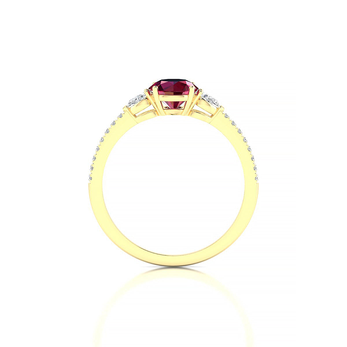 Waterfall | 18k Yellow Gold 6 mm Round Ruby Ring