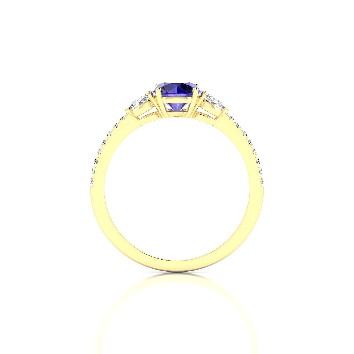 Waterfall | 18k Yellow Gold 6 mm Round Tanzanite Ring