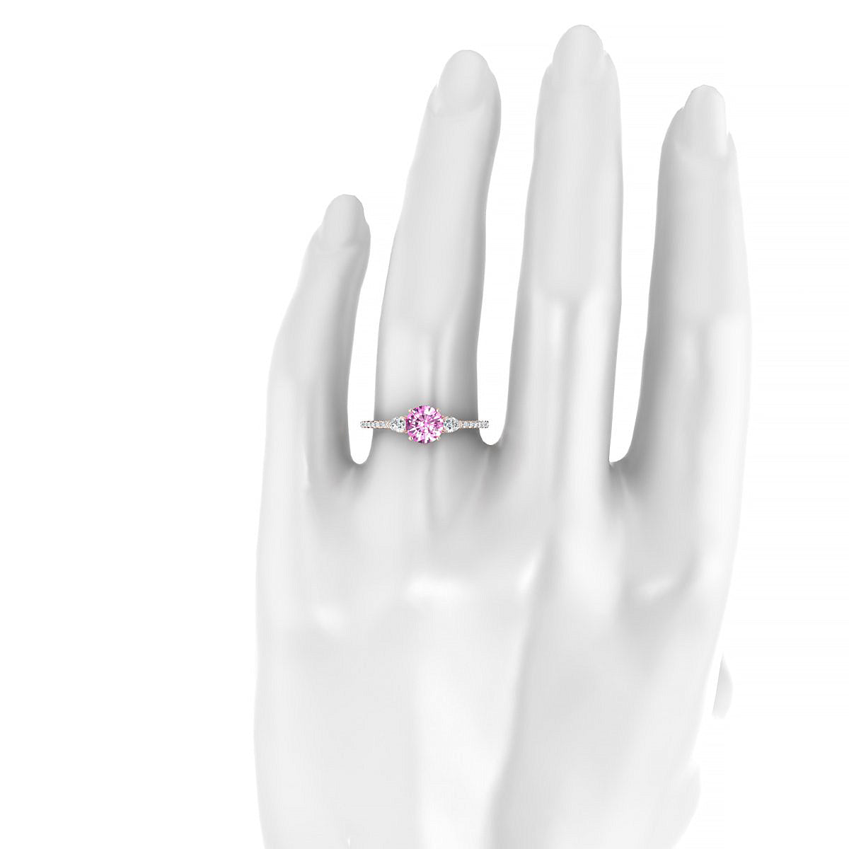 Waterfall | 18k Rose Gold 6 mm Round Pink Sapphire Ring