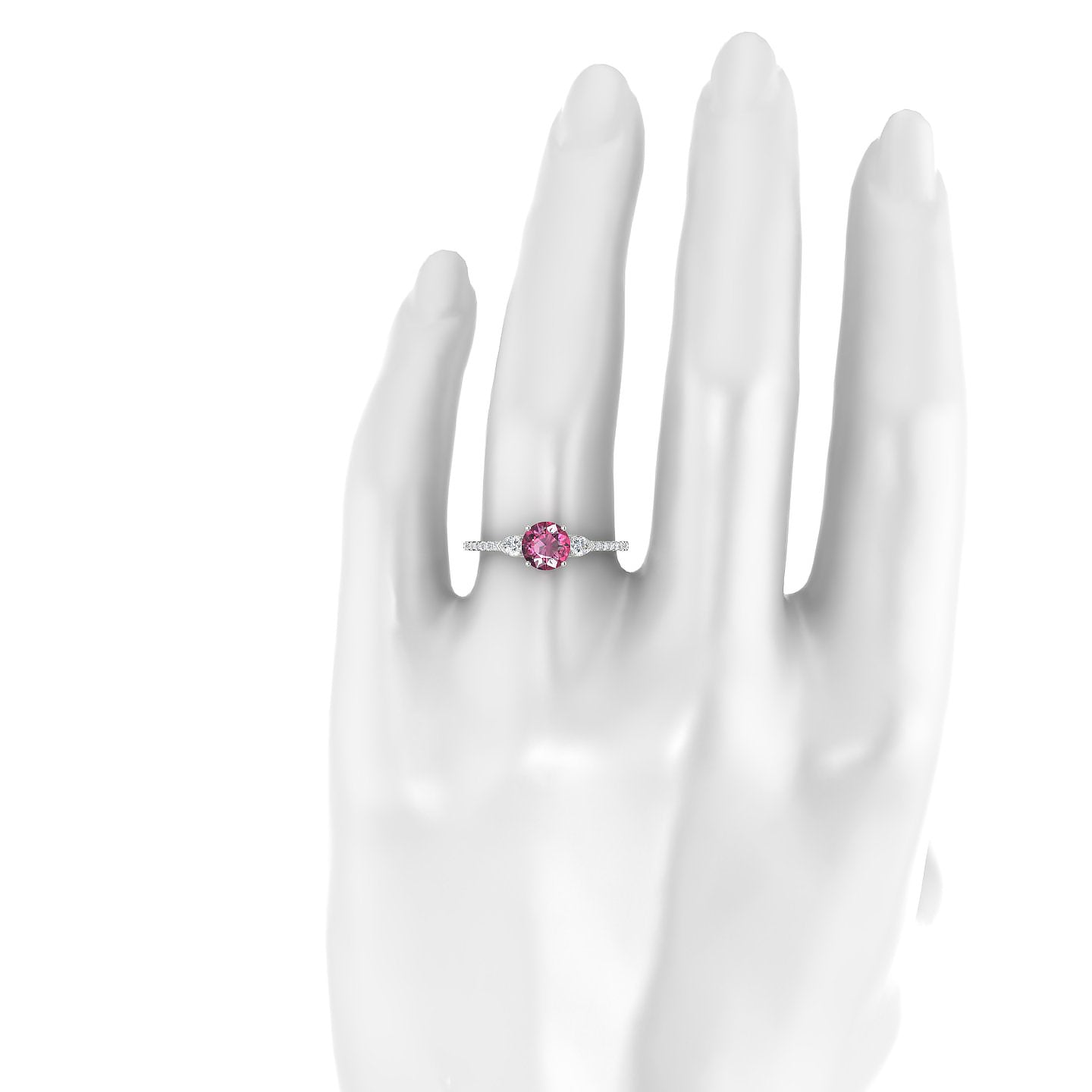 Waterfall | 18k White Gold 6 mm Round Rhodolite Ring