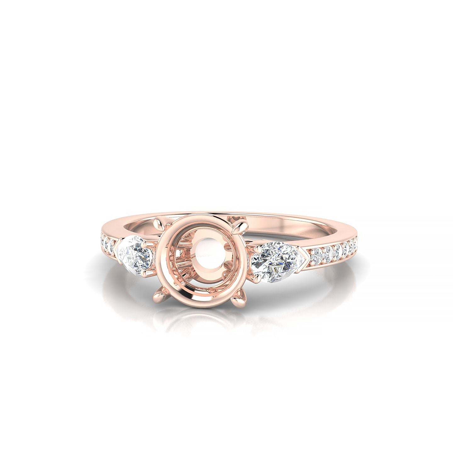 Waterfall Round 2-2.99 ct | 18k Rose Gold Side Stones Ring