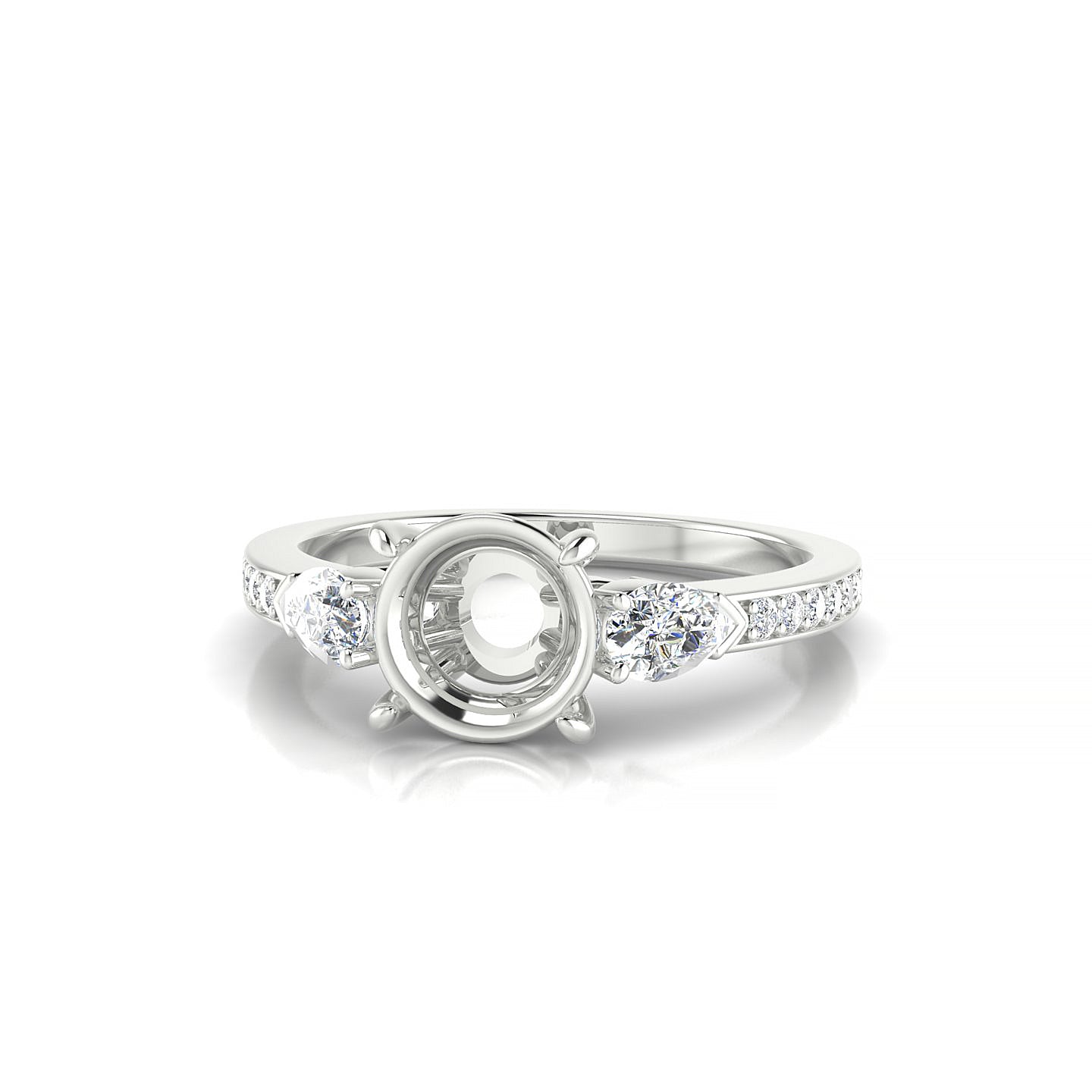 Waterfall Round 2-2.99 ct | 18k White Gold Side Stones Ring