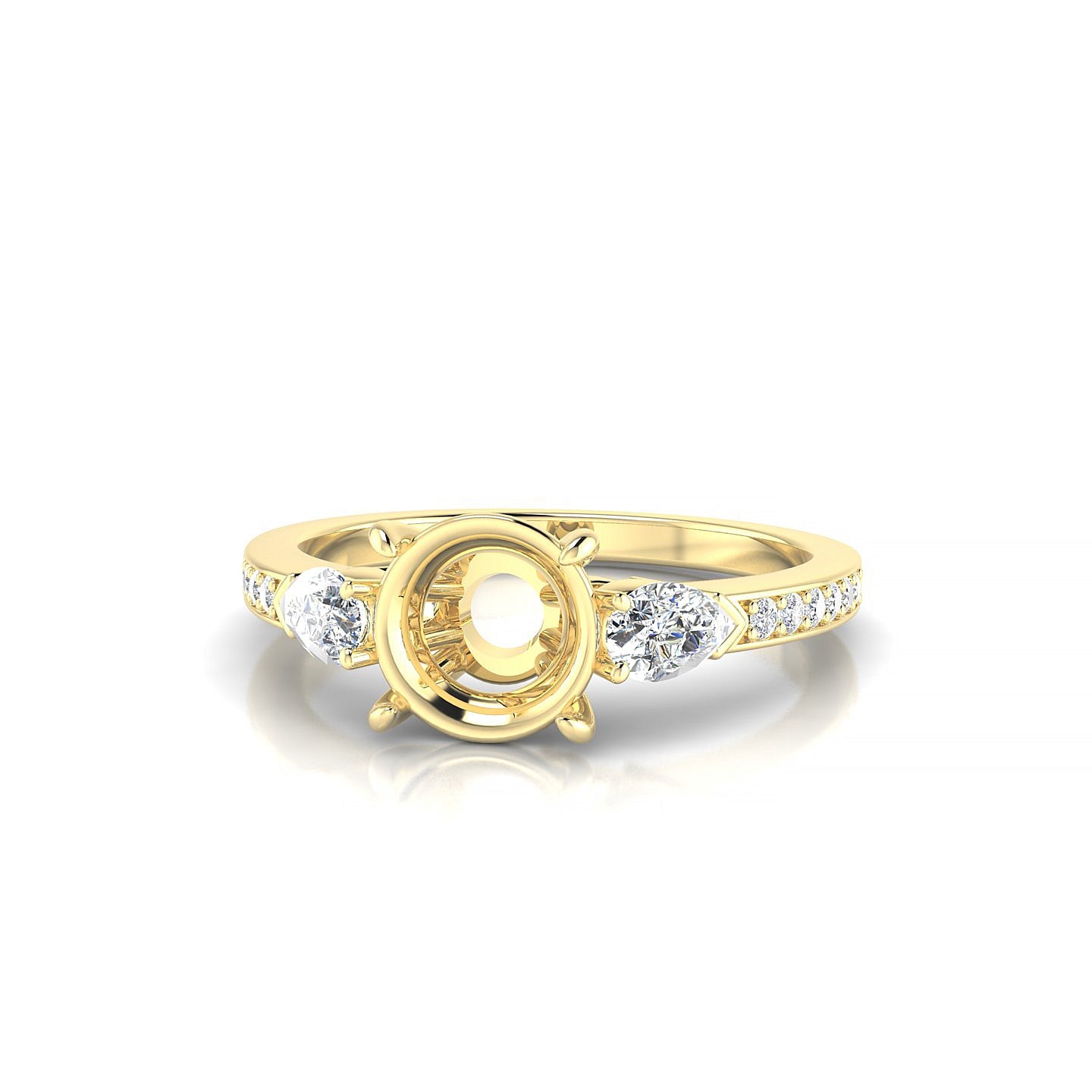 Waterfall Round 2-2.99 ct | 18k Yellow Gold Side Stones Ring