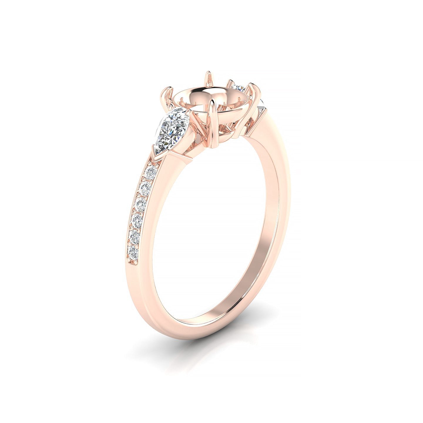 Waterfall Round 2-2.99 ct | 18k Rose Gold Side Stones Ring