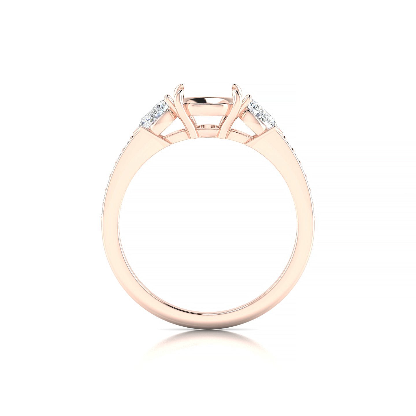 Waterfall Round 2-2.99 ct | 18k Rose Gold Side Stones Ring