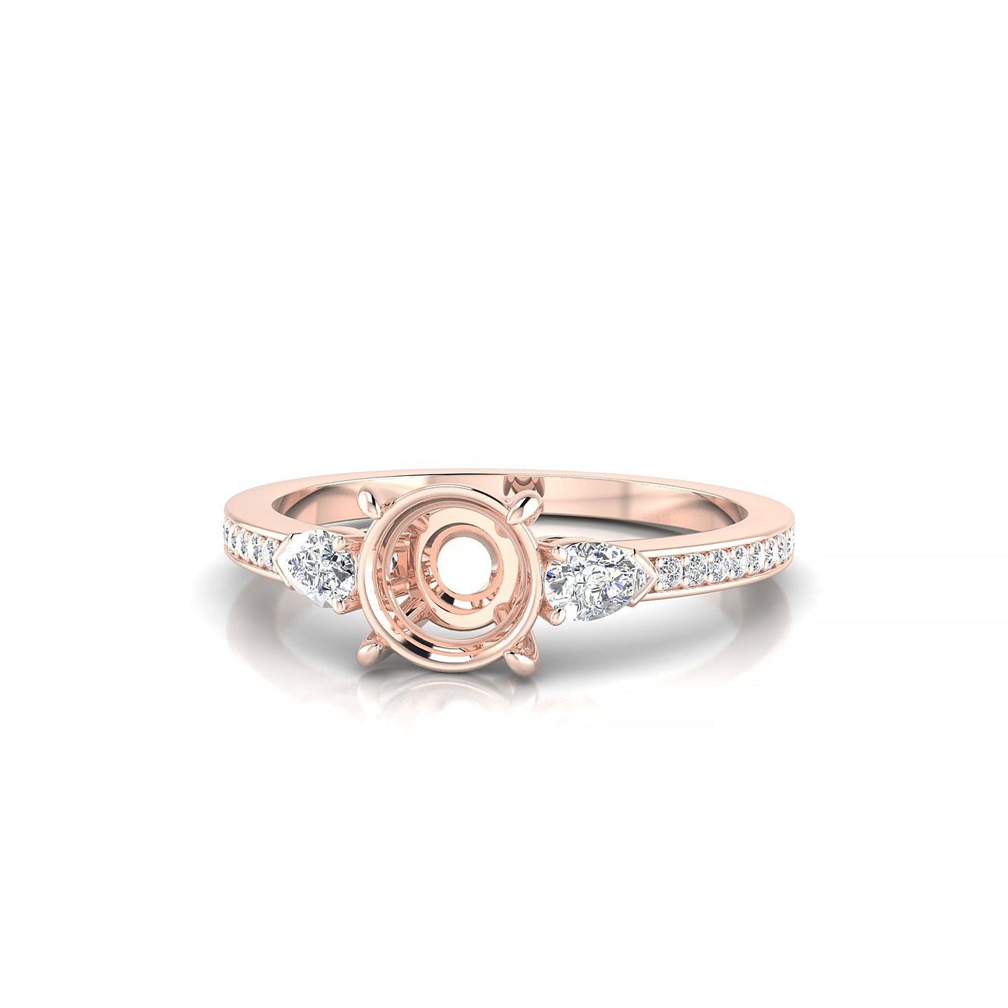 Waterfall Round 1-1.99 ct | 18k Rose Gold Side Stones Ring