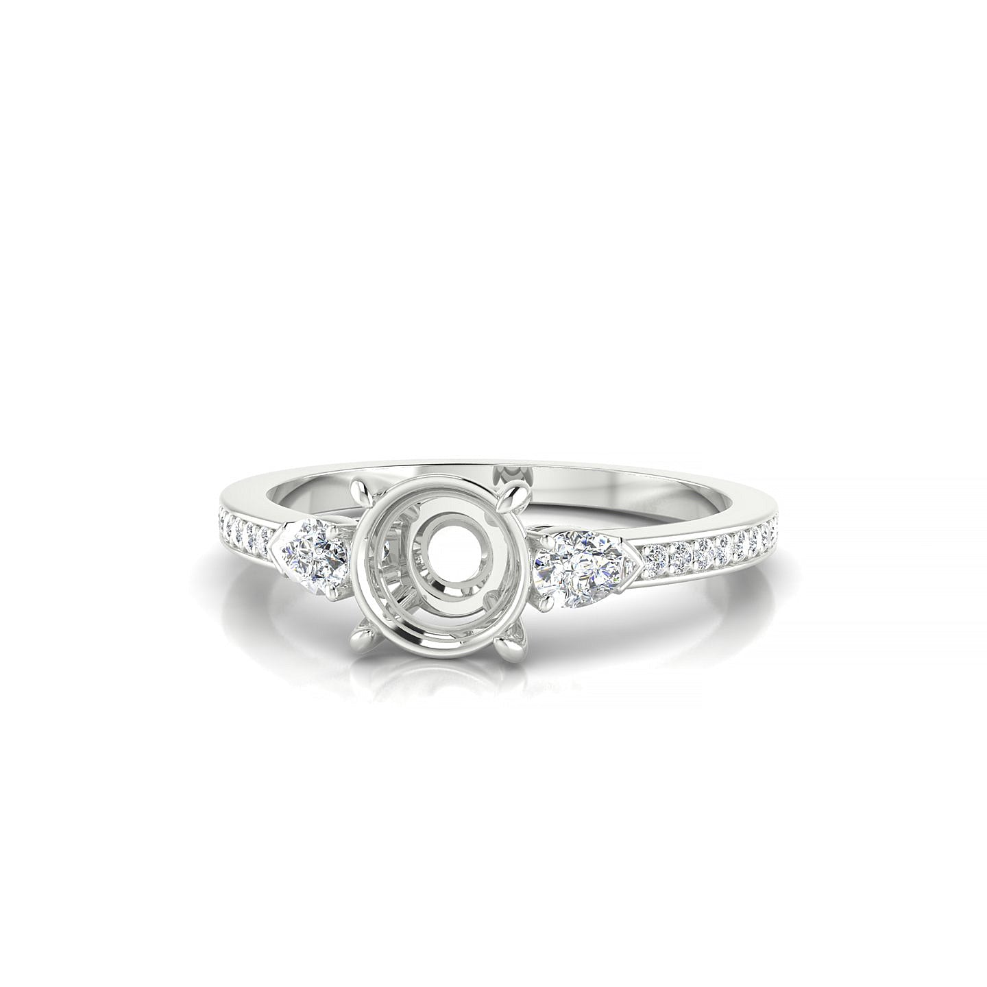 Waterfall Round 1-1.99 ct | 18k White Gold Side Stones Ring