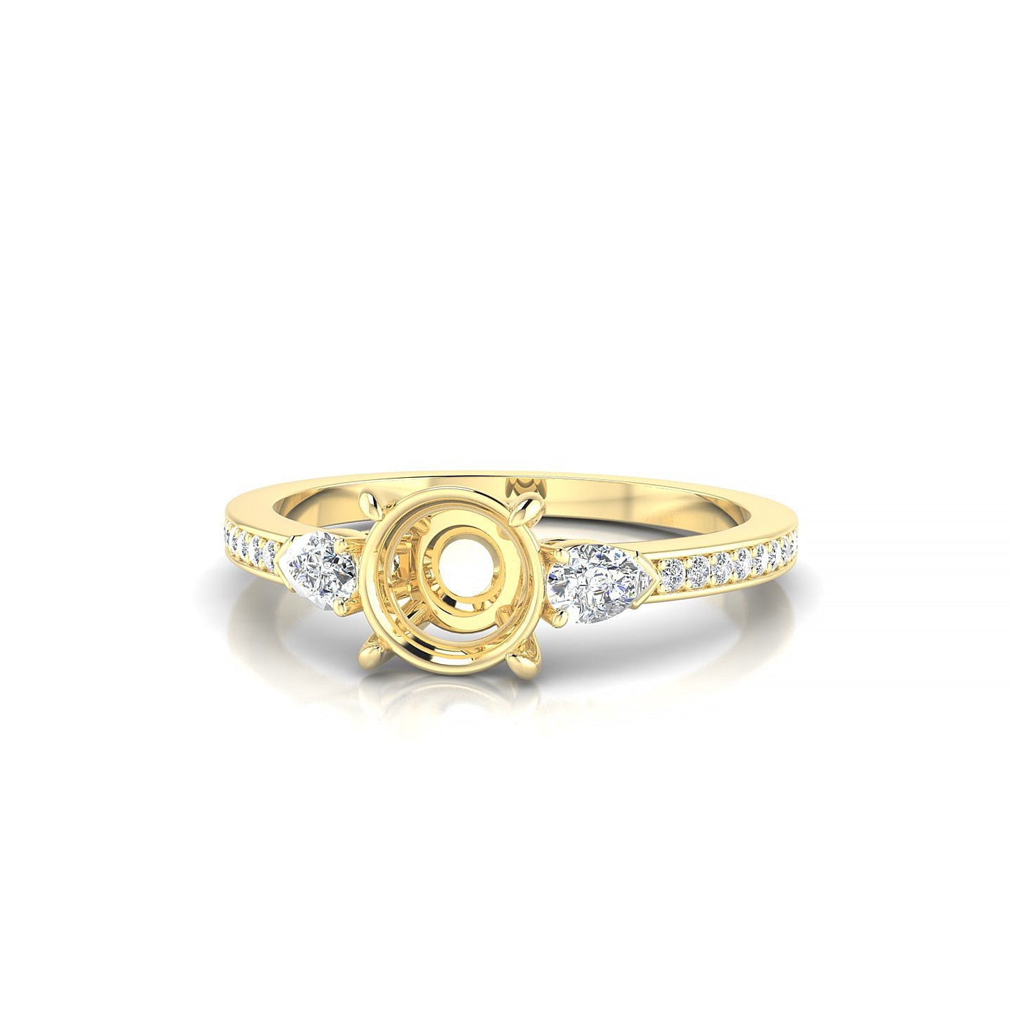 Waterfall Round 1-1.99 ct | 18k Yellow Gold Side Stones Ring