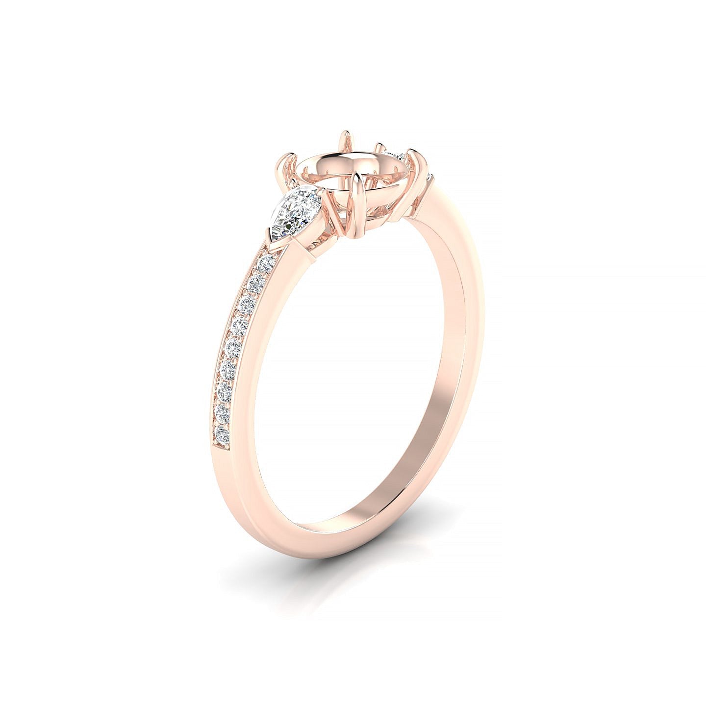 Waterfall Round 1-1.99 ct | 18k Rose Gold Side Stones Ring