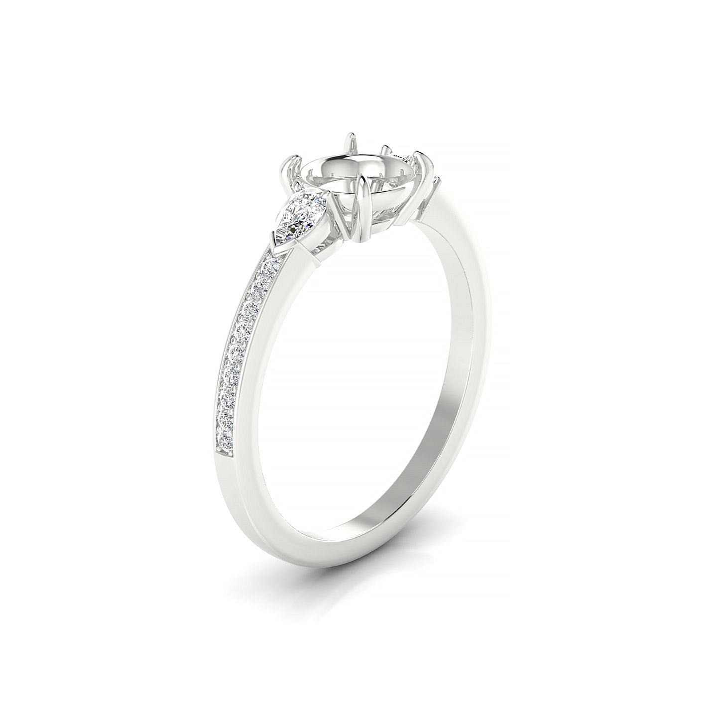 Waterfall Round 1-1.99 ct | 18k White Gold Side Stones Ring