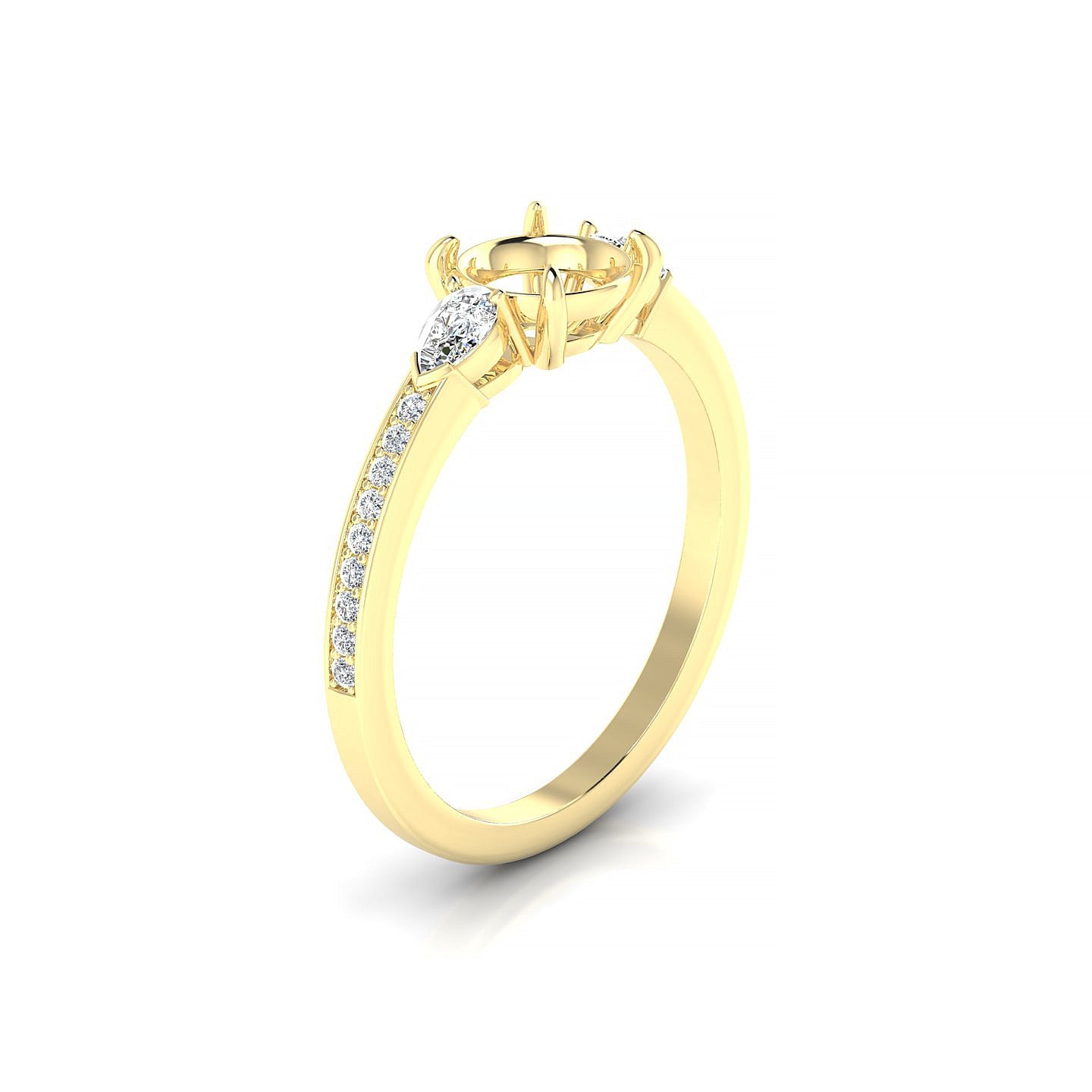 Waterfall Round 1-1.99 ct | 18k Yellow Gold Side Stones Ring