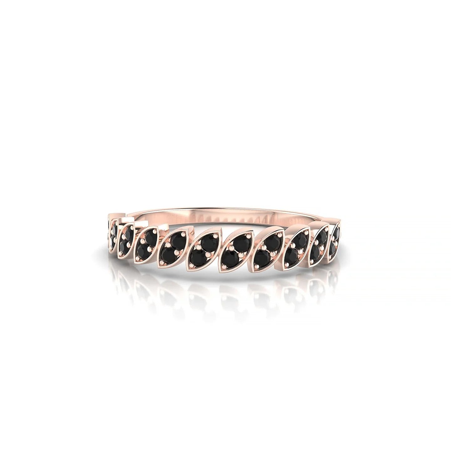 Whisper | 18k Rose Gold 1.3 mm Round Black Diamond Ring