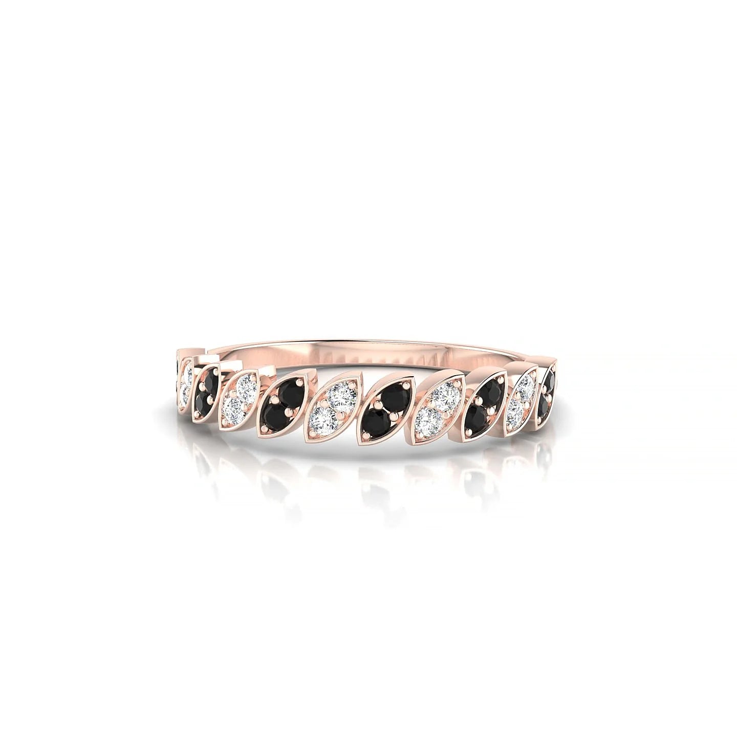 Whisper | 18k Rose Gold 1.3 mm Round Black Diamond & Diamond Ring