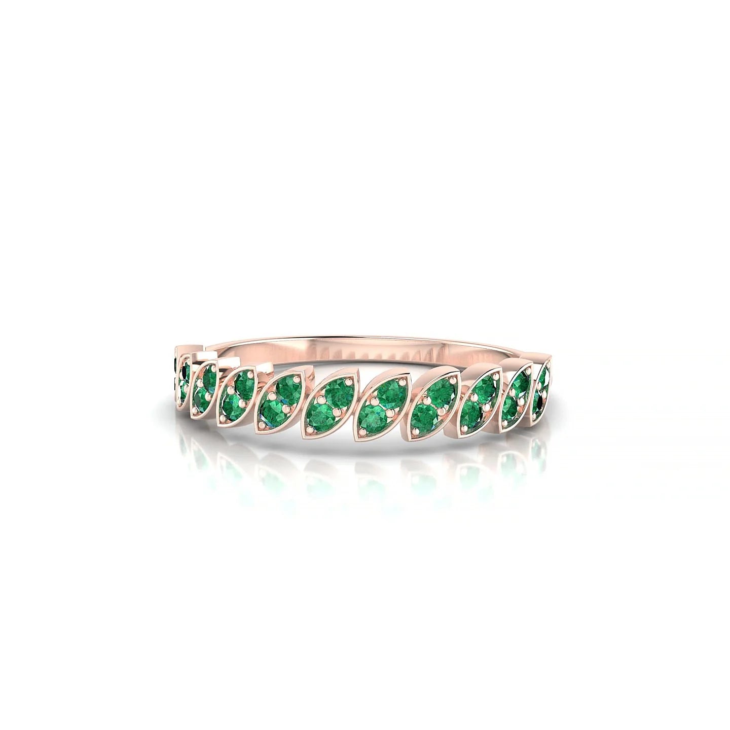 Whisper | 18k Rose Gold 1.3 mm Round Emerald Ring