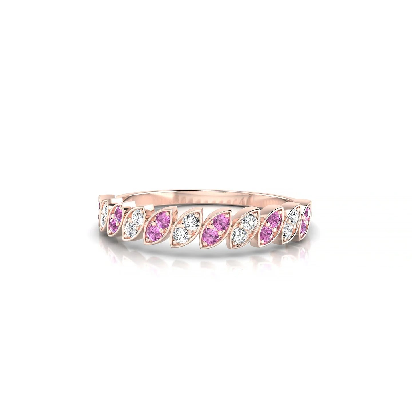 Whisper | 18k Rose Gold 1.3 mm Round Pink Sapphire & Diamond Ring