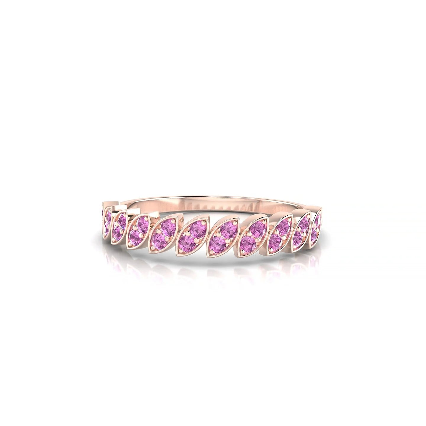 Whisper | 18k Rose Gold 1.3 mm Round Pink Sapphire Ring
