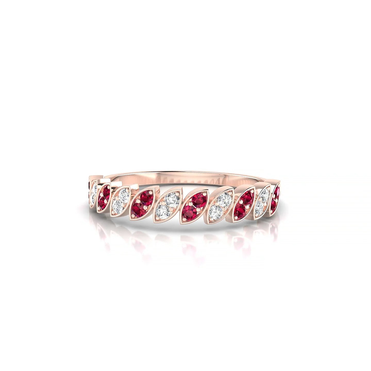 Whisper | 18k Rose Gold 1.3 mm Round Ruby & Diamond Ring