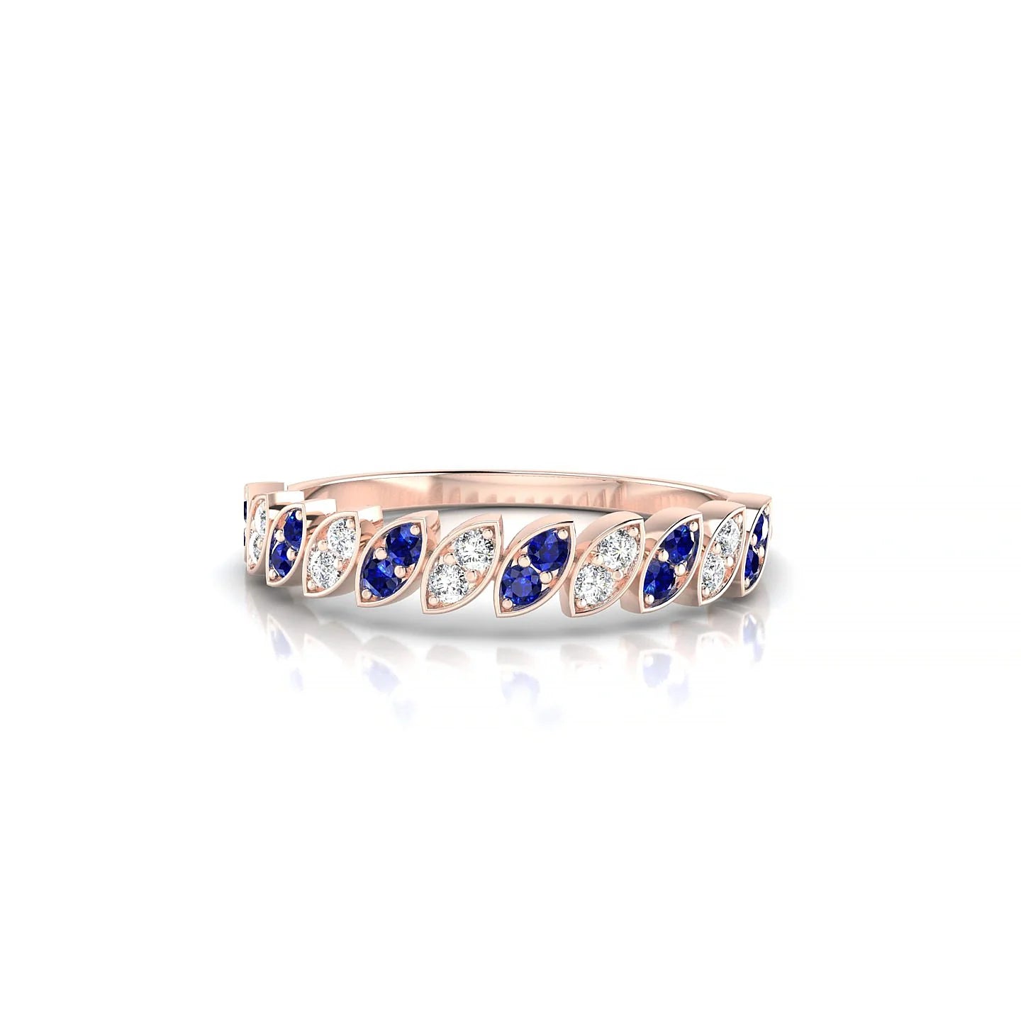 Whisper | 18k Rose Gold 1.3 mm Round Sapphire & Diamond Ring