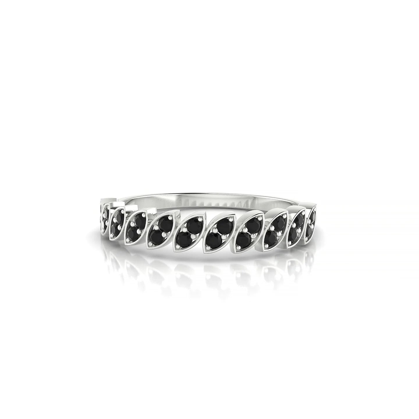 Whisper | 18k White Gold 1.3 mm Round Black Diamond Ring