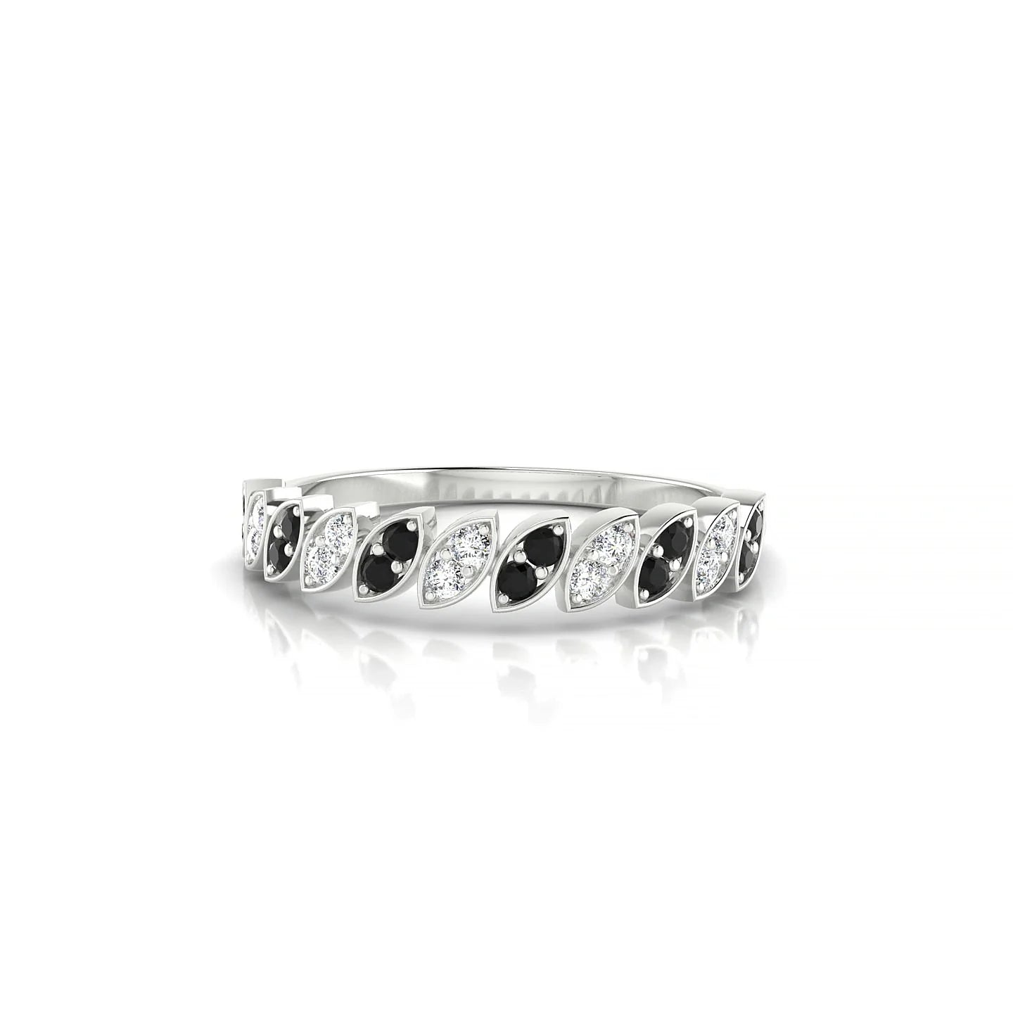 Whisper | 18k White Gold 1.3 mm Round Black Diamond & Diamond Ring