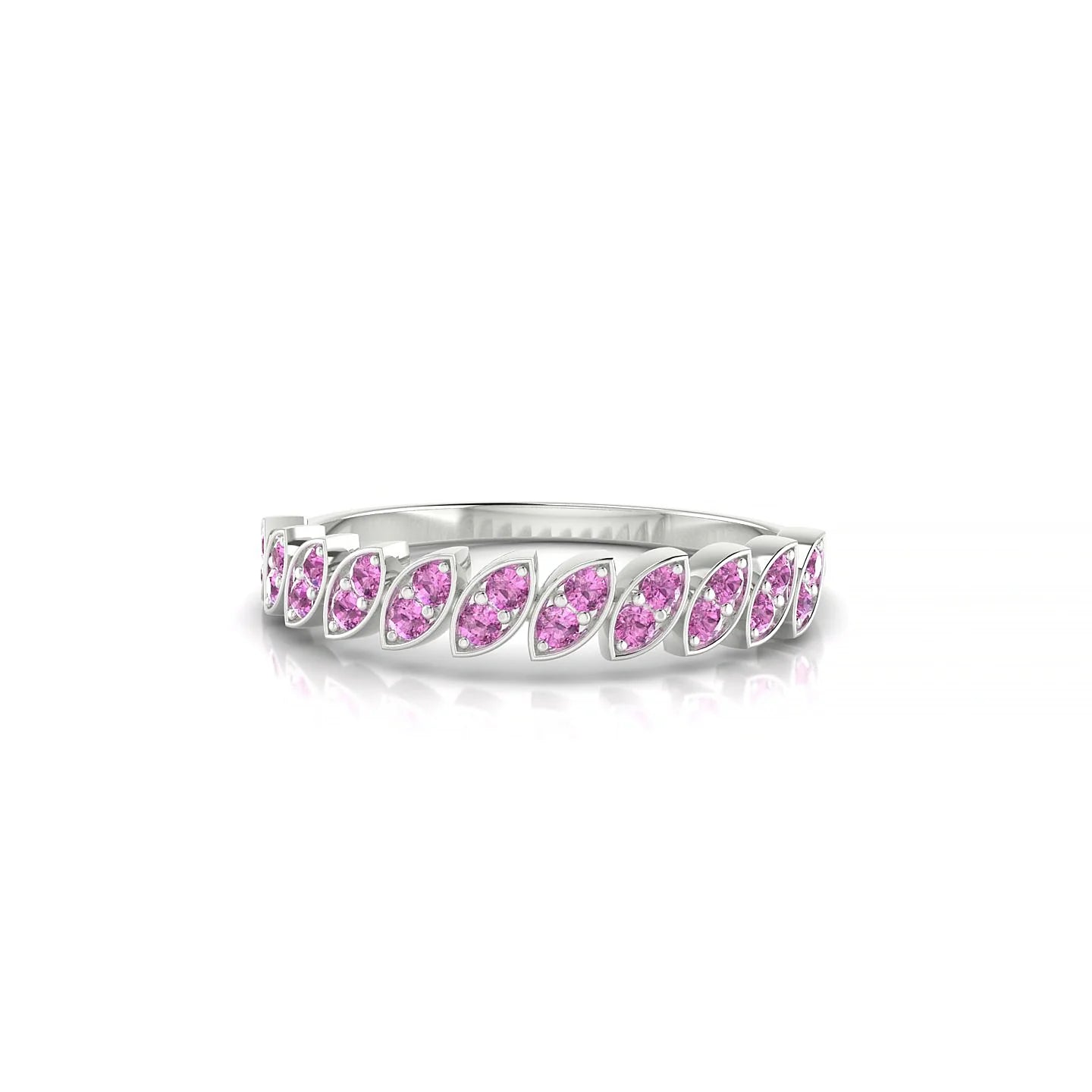 Whisper | 18k White Gold 1.3 mm Round Pink Sapphire Ring