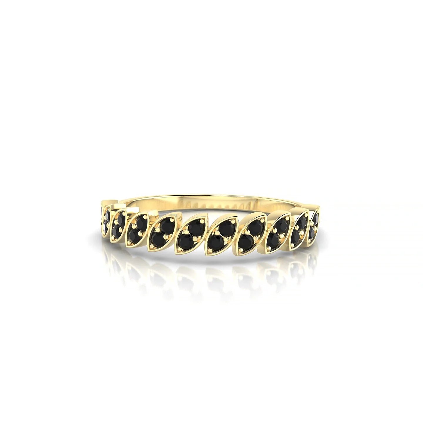 Whisper | 18k Yellow Gold 1.3 mm Round Black Diamond Ring