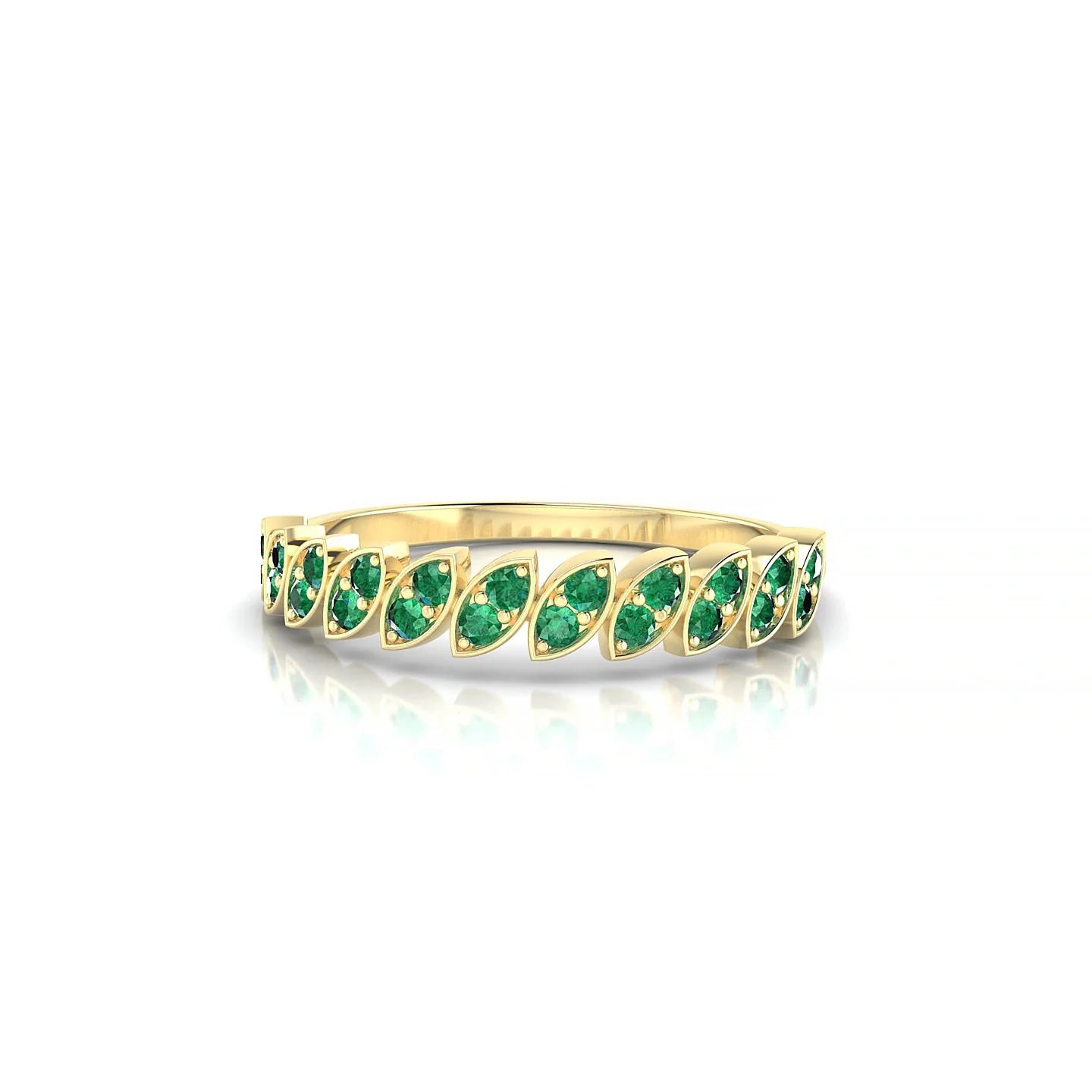 Whisper | 18k Yellow Gold 1.3 mm Round Emerald Ring