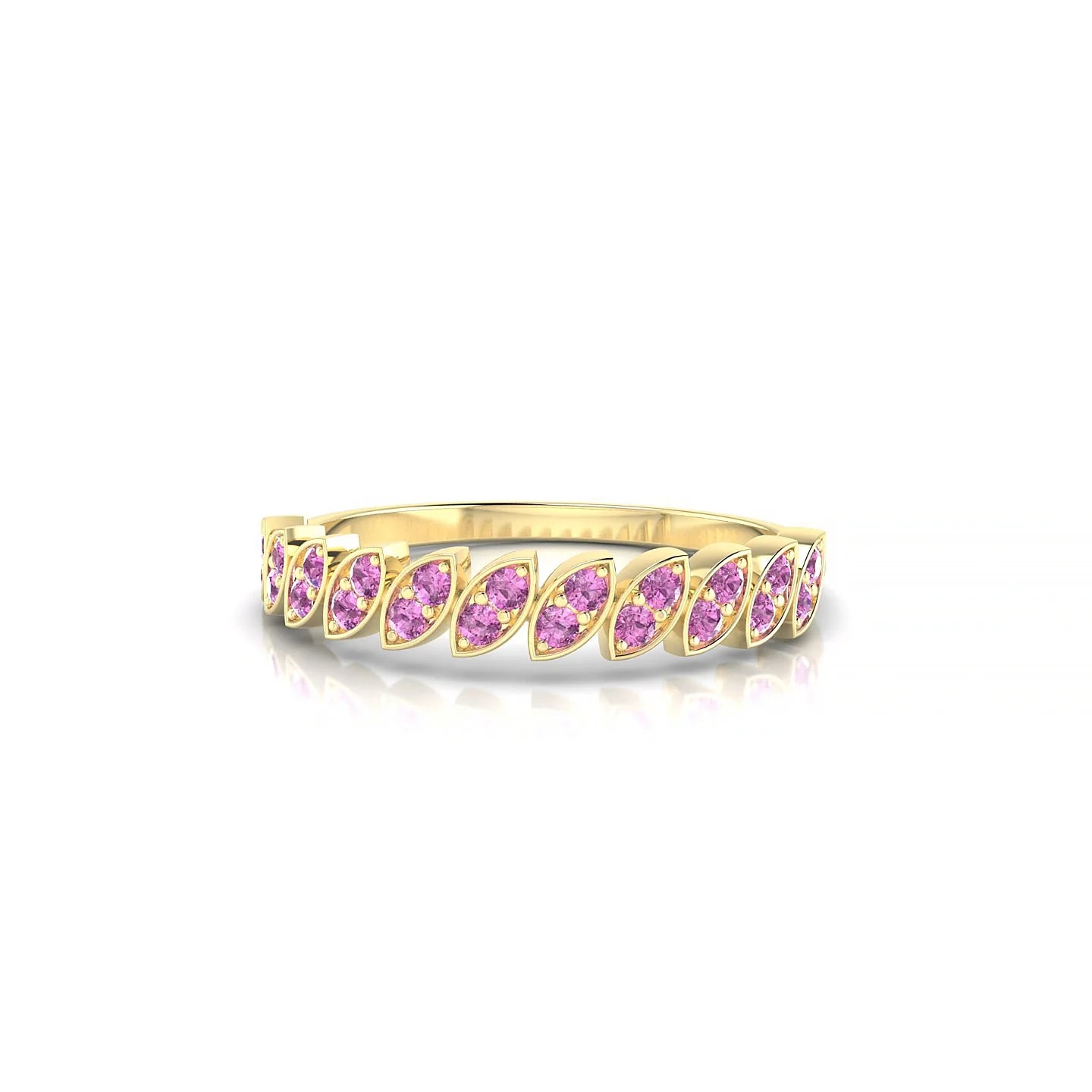 Whisper | 18k Yellow Gold 1.3 mm Round Pink Sapphire Ring