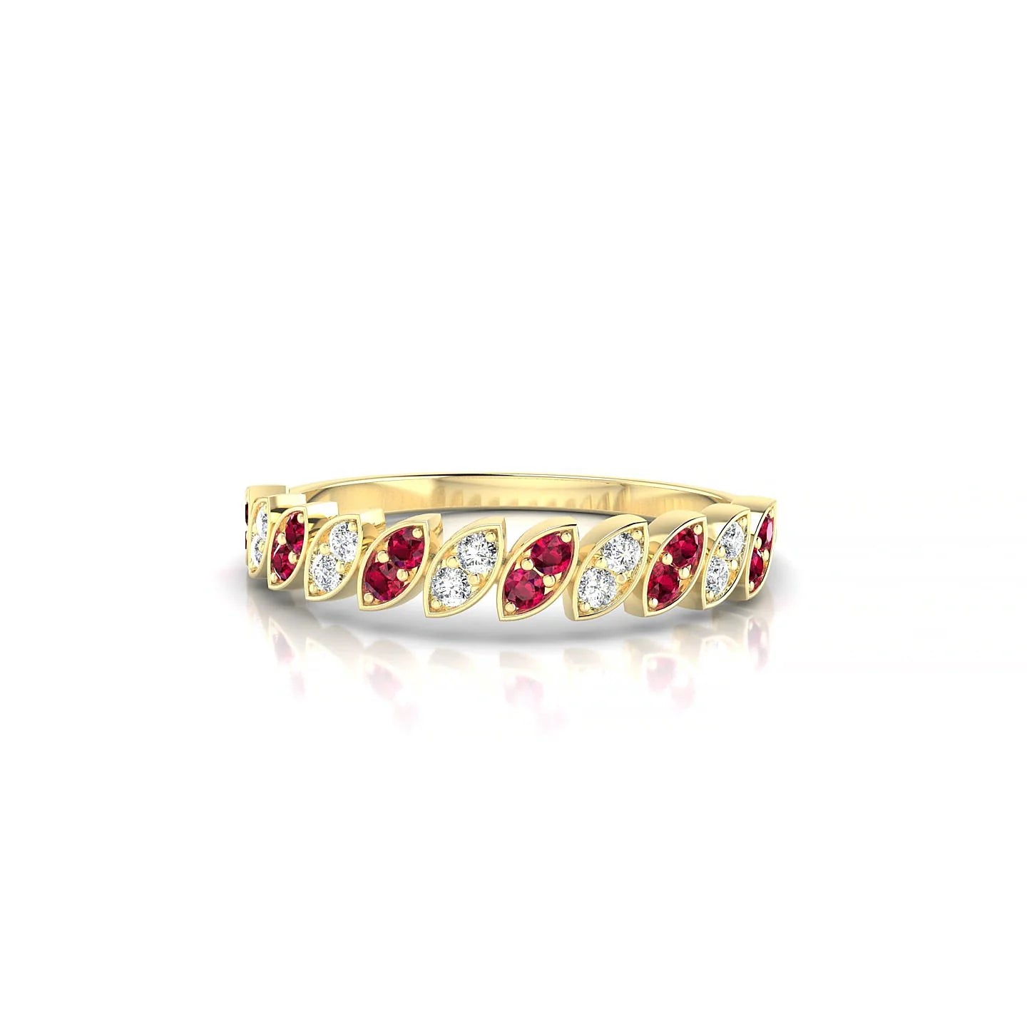Whisper | 18k Yellow Gold 1.3 mm Round Ruby & Diamond Ring