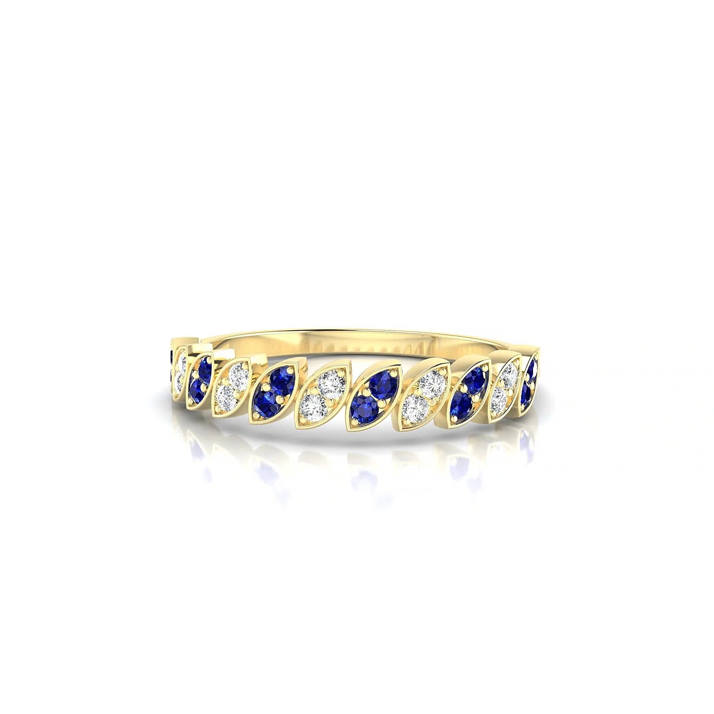 Whisper | 18k Yellow Gold 1.3 mm Round Sapphire & Diamond Ring