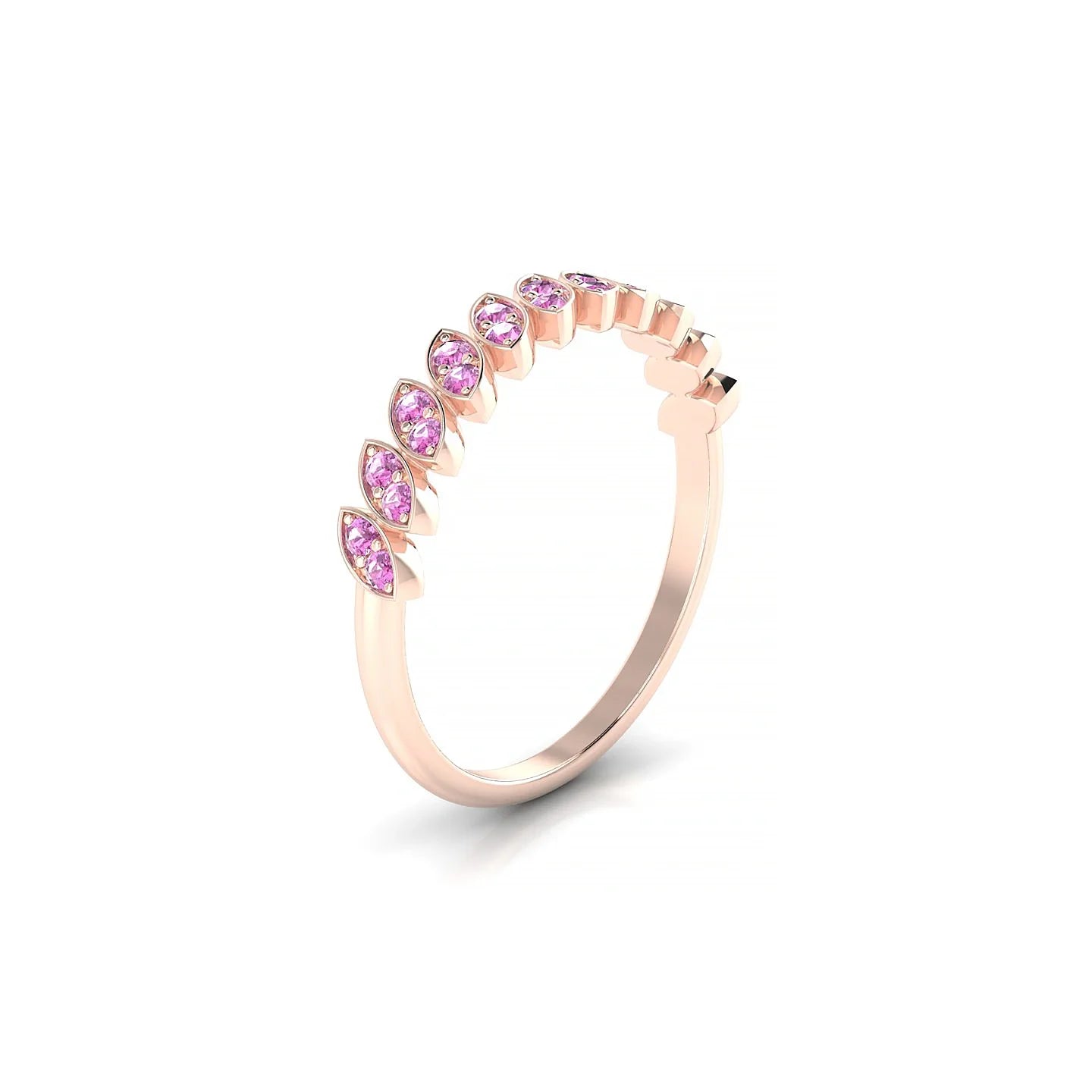 Whisper | 18k Rose Gold 1.3 mm Round Pink Sapphire Ring