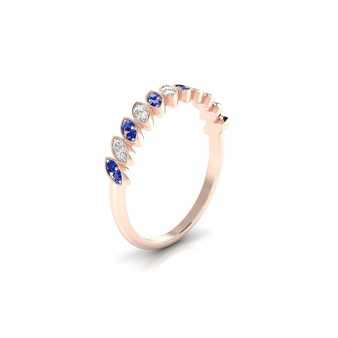 Whisper | 18k Rose Gold 1.3 mm Round Sapphire & Diamond Ring