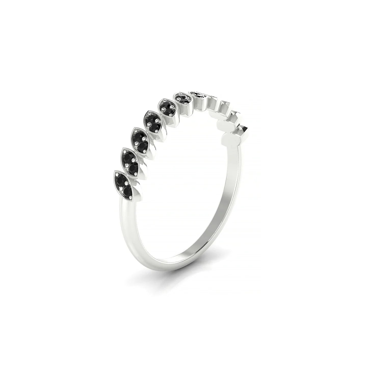 Whisper | 18k White Gold 1.3 mm Round Black Diamond Ring