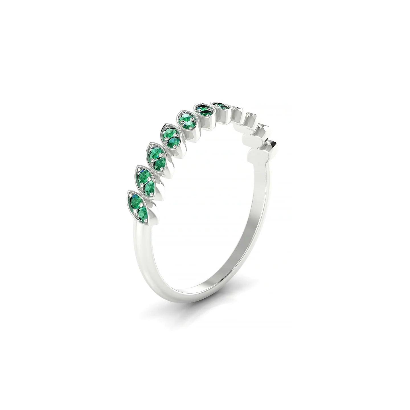 Whisper | 18k White Gold 1.3 mm Round Emerald Ring