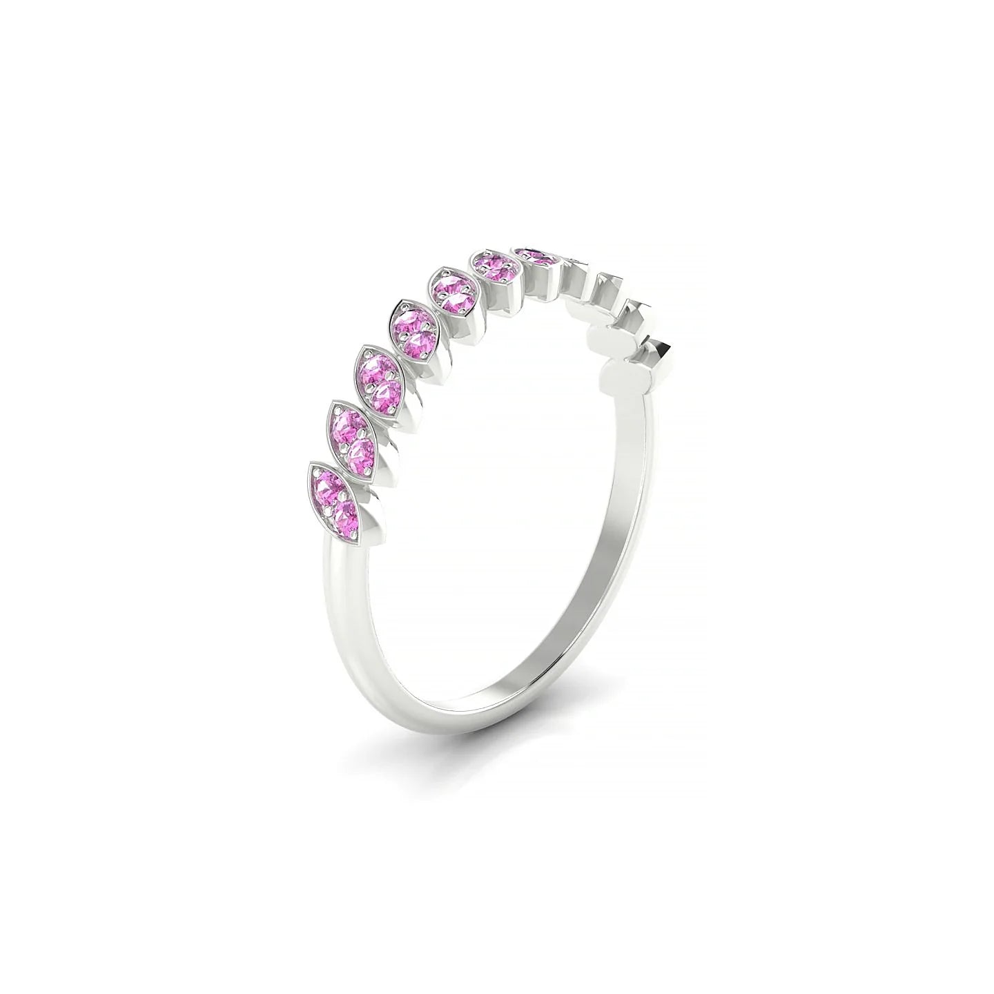 Whisper | 18k White Gold 1.3 mm Round Pink Sapphire Ring