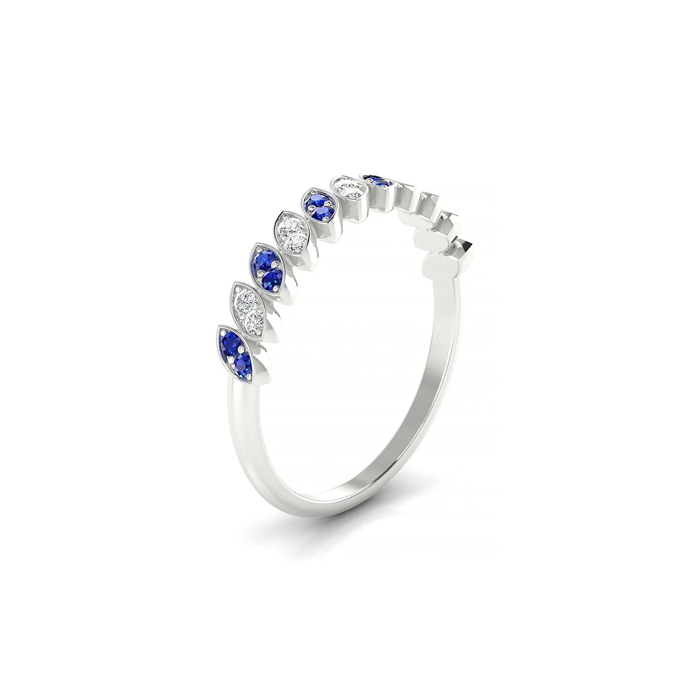 Whisper | 18k White Gold 1.3 mm Round Sapphire & Diamond Ring