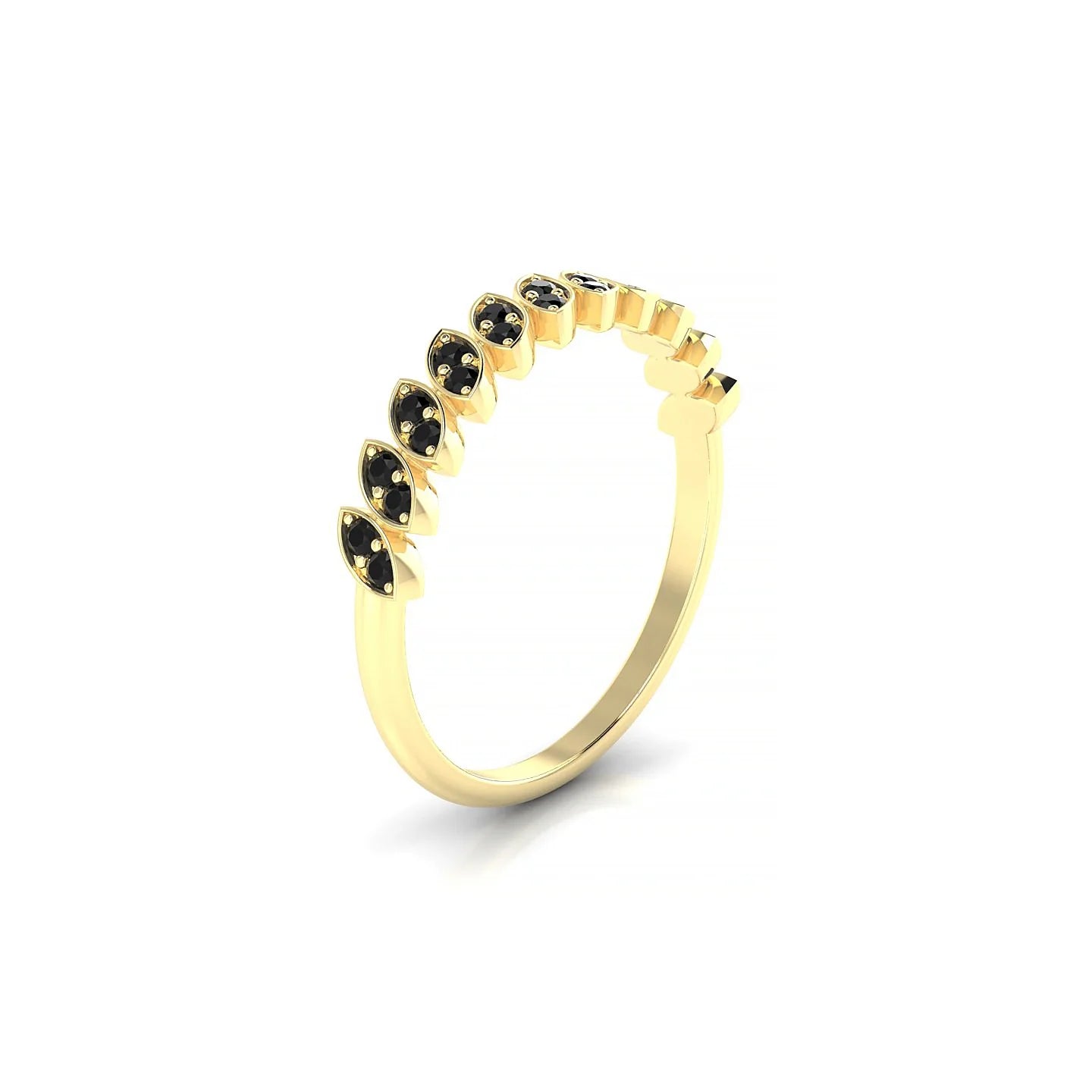 Whisper | 18k Yellow Gold 1.3 mm Round Black Diamond Ring