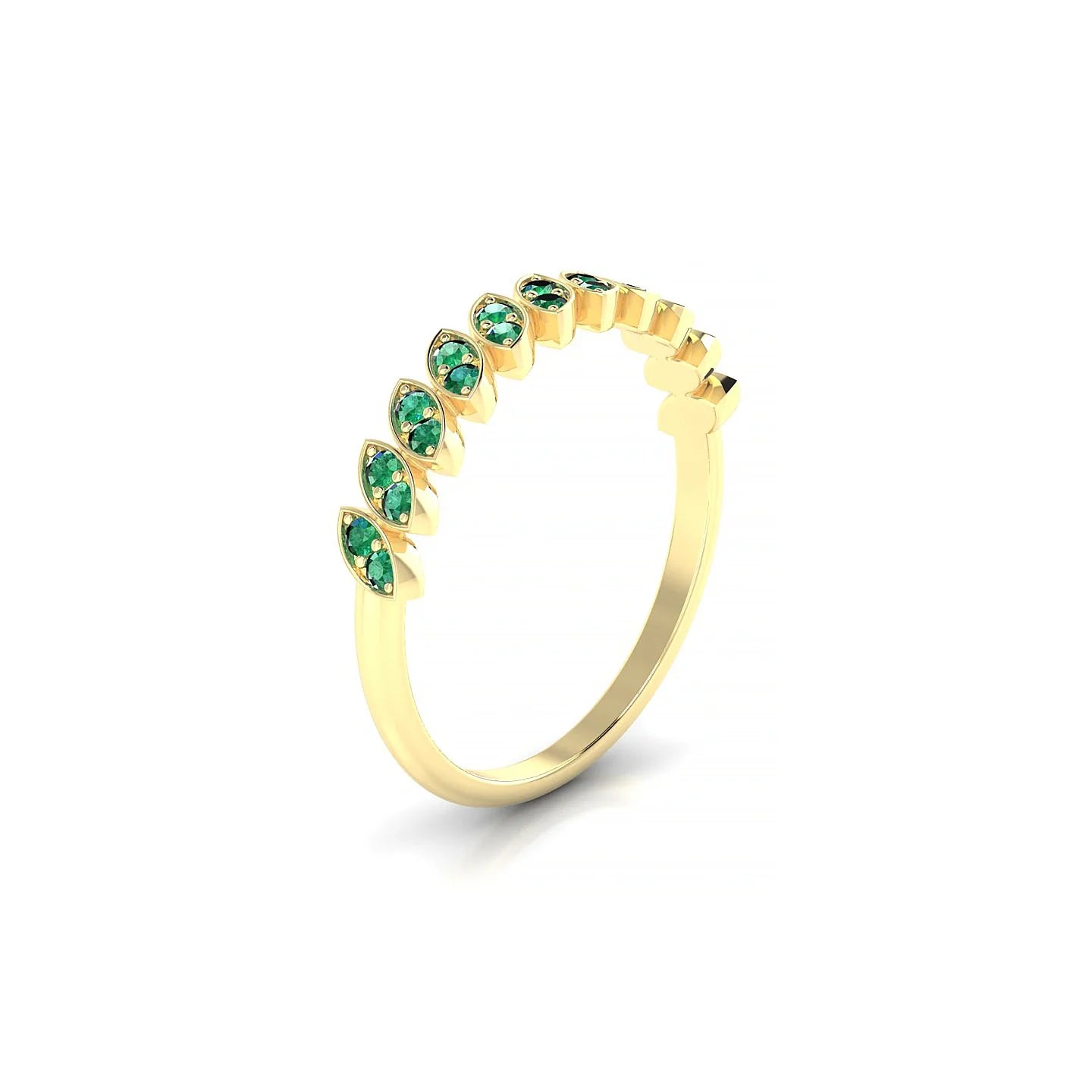 Whisper | 18k Yellow Gold 1.3 mm Round Emerald Ring