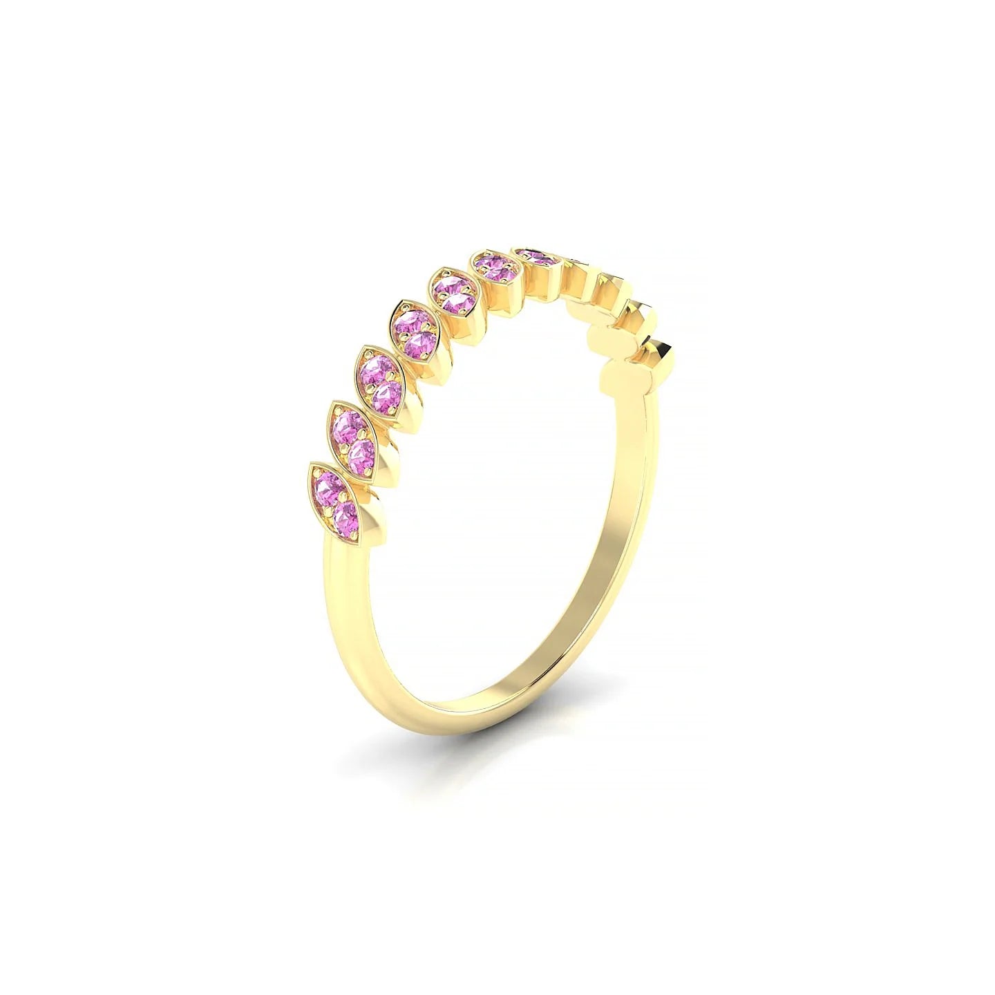 Whisper | 18k Yellow Gold 1.3 mm Round Pink Sapphire Ring