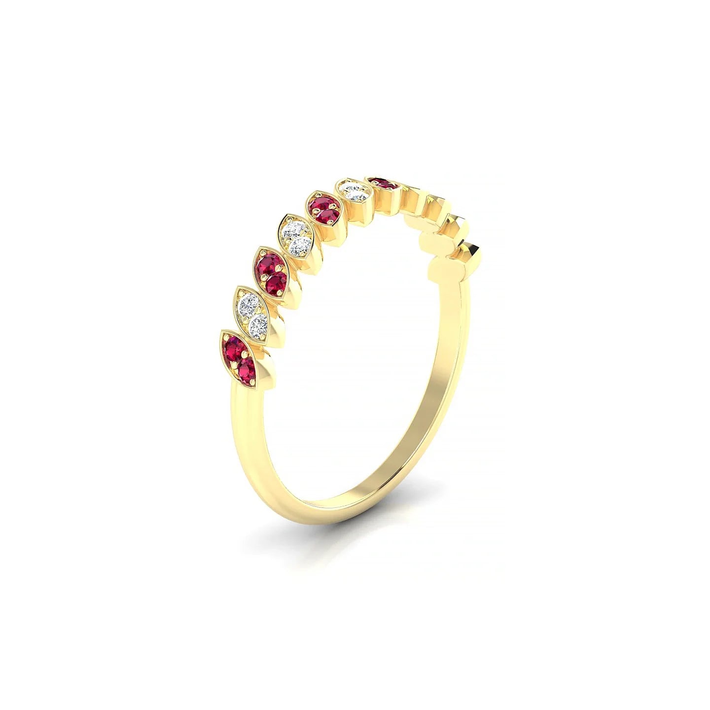 Whisper | 18k Yellow Gold 1.3 mm Round Ruby & Diamond Ring