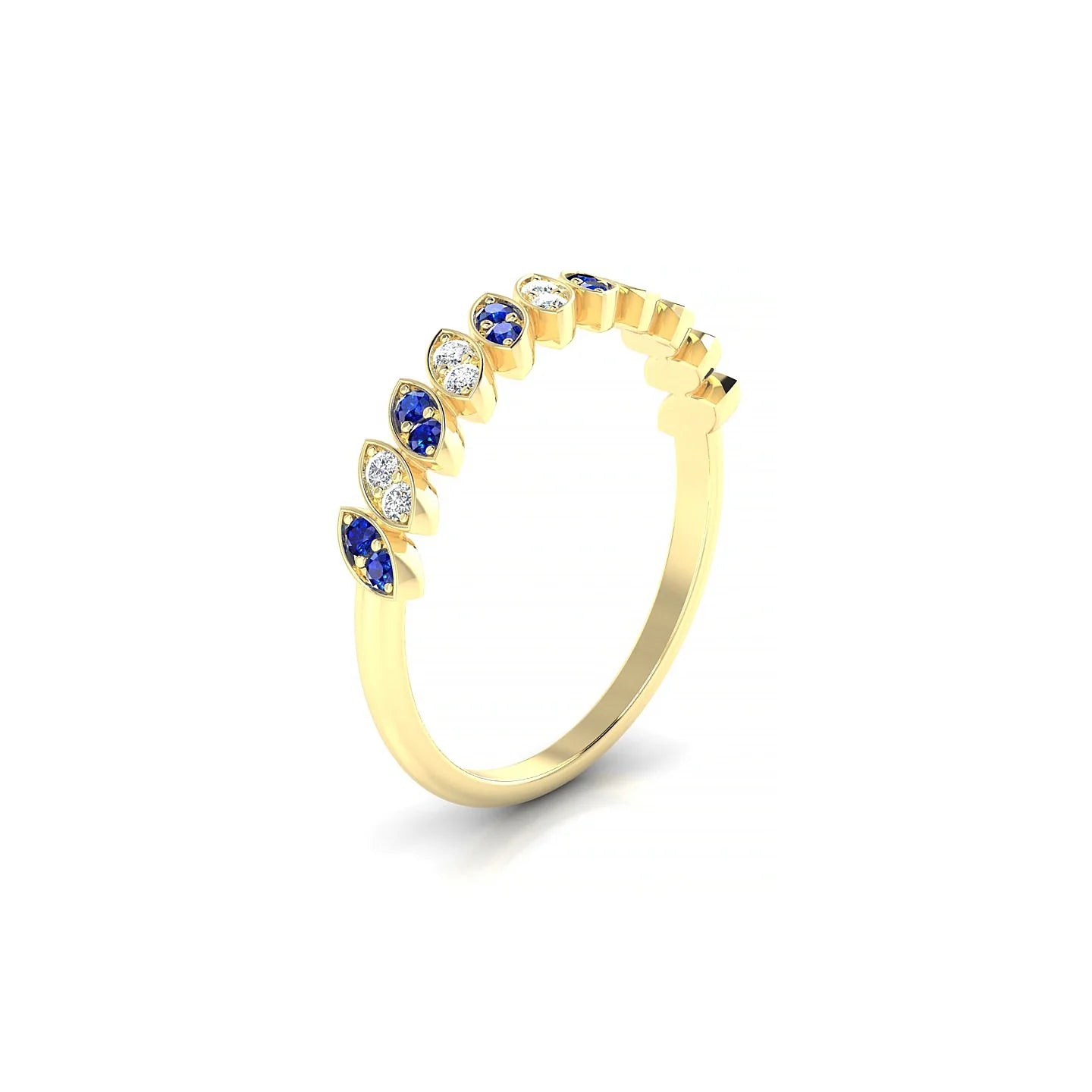 Whisper | 18k Yellow Gold 1.3 mm Round Sapphire & Diamond Ring
