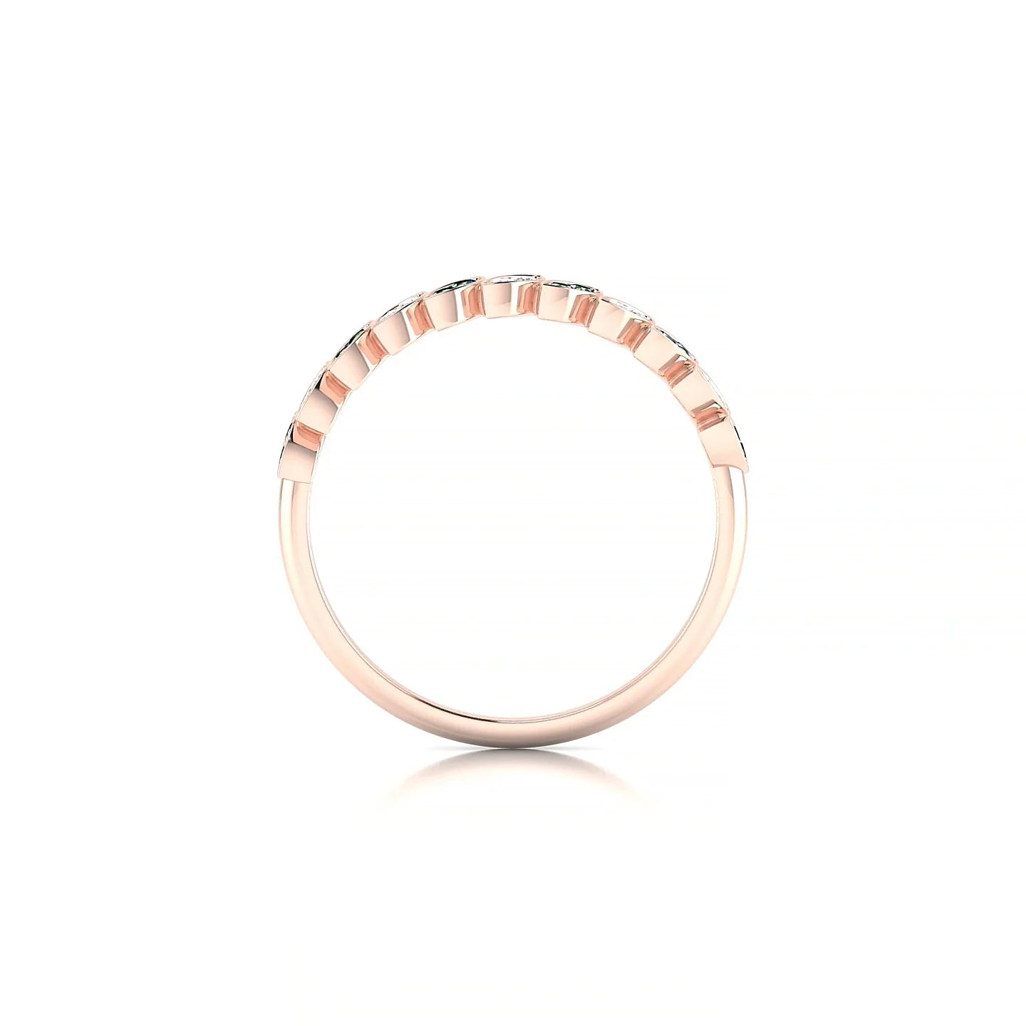 Whisper | 18k Rose Gold 1.3 mm Round Emerald & Diamond Ring