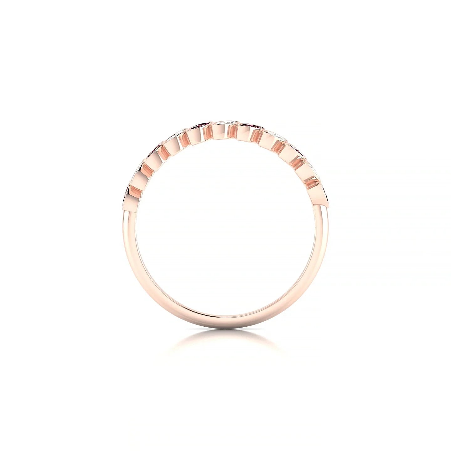 Whisper | 18k Rose Gold 1.3 mm Round Ruby & Diamond Ring