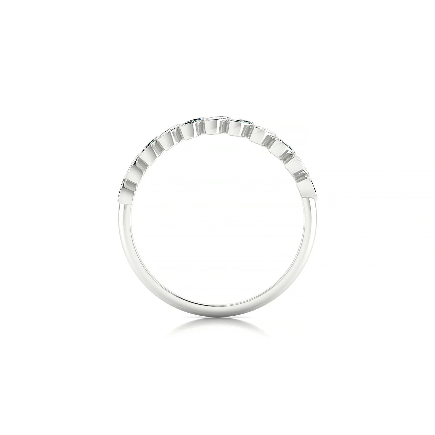 Whisper | 18k White Gold 1.3 mm Round Emerald & Diamond Ring