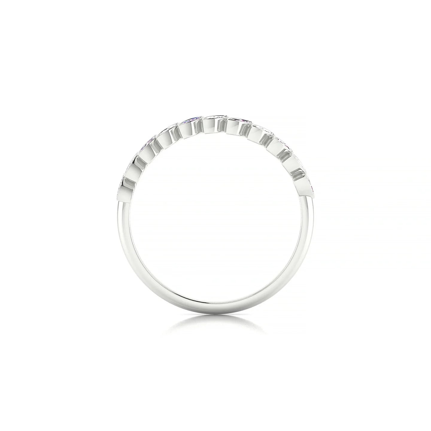 Whisper | 18k White Gold 1.3 mm Round Pink Sapphire & Diamond Ring
