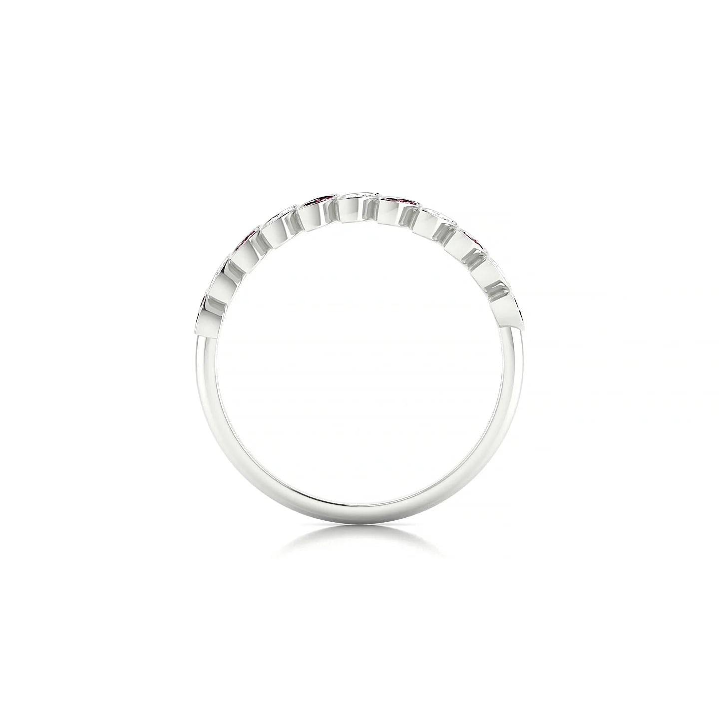Whisper | 18k White Gold 1.3 mm Round Ruby & Diamond Ring
